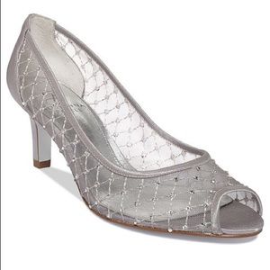 Adrianna Papell Jamie Silver Saba Mesh Heels, 8 W